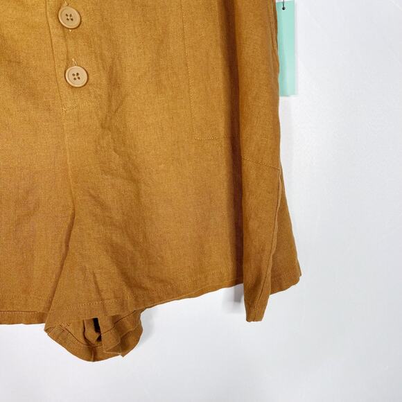 New Abound 1X Linen Blend Button Front Shorts in Tan Dale Summer Casual - Picture 5 of 10